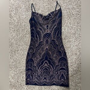 Navy and Gold Mini Dress